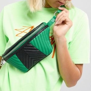 Asos Green and Black Quilted Fanny Pack